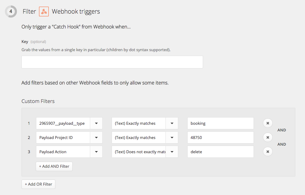 filter webhook triggers