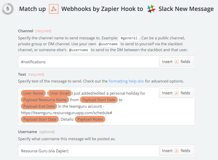 Zapier Webhook to Slack Setup