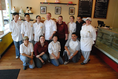 Group photo of bakers and staff at Sugar Butter Flour in Sunnyvale, California
