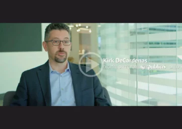 Video thumbnail of Kirk DeCardenas from Publicis Hawkeye for Resource Guru customer success story.
