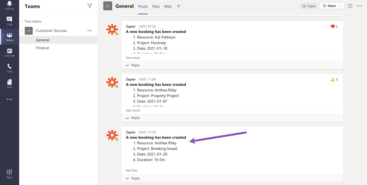 Zapier notification in Microsoft Teams