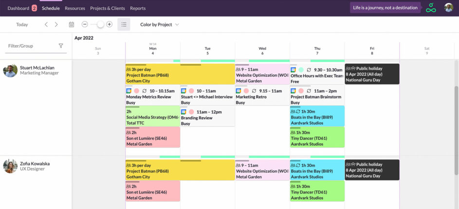 google calendar integration with Resource Guru