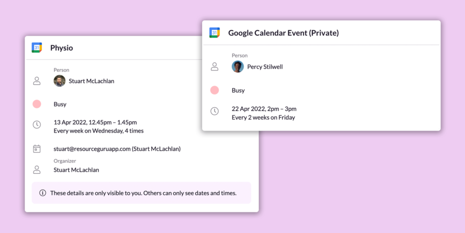 google calendar integration privacy