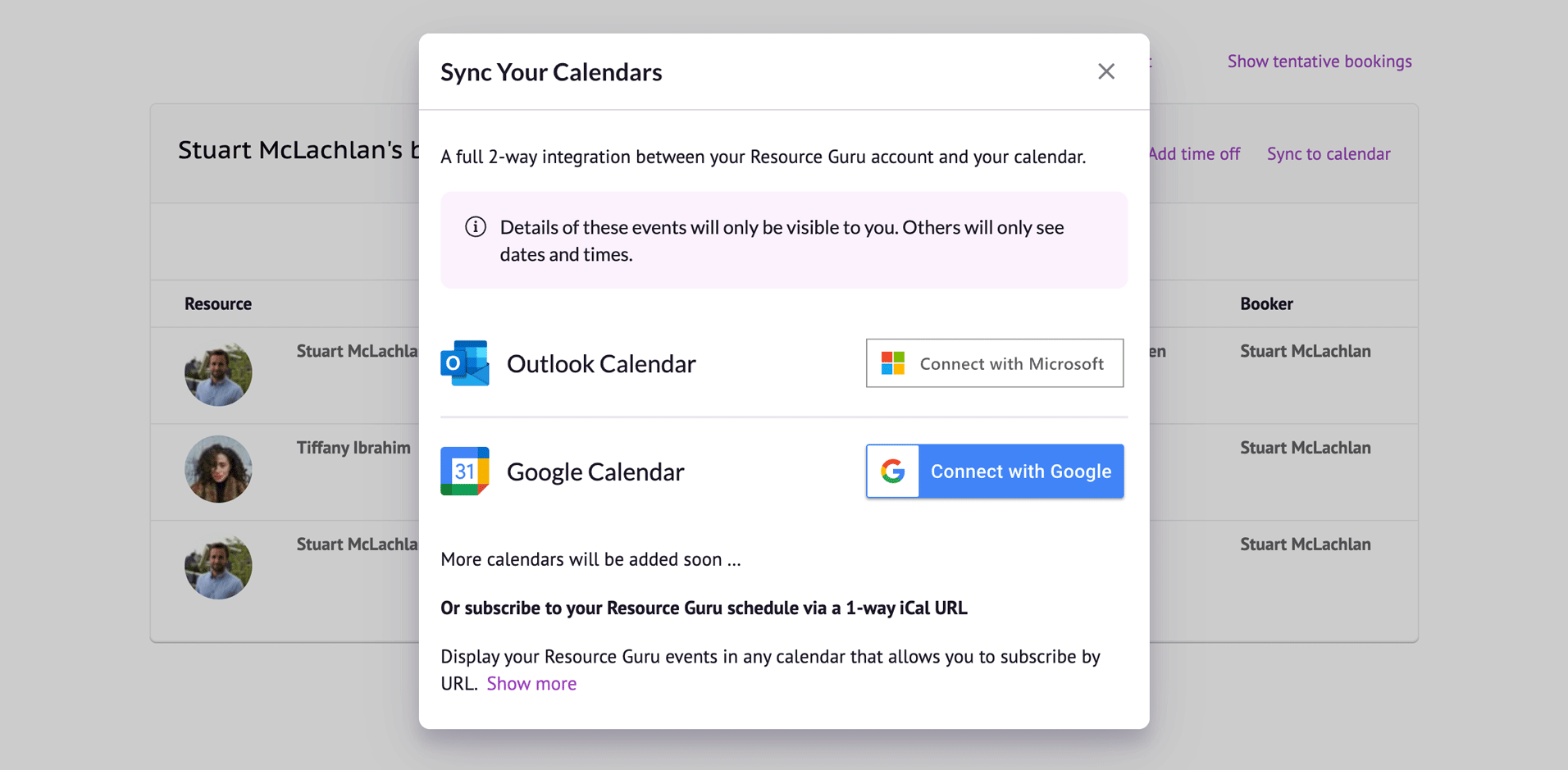 outlook calendar choose integration