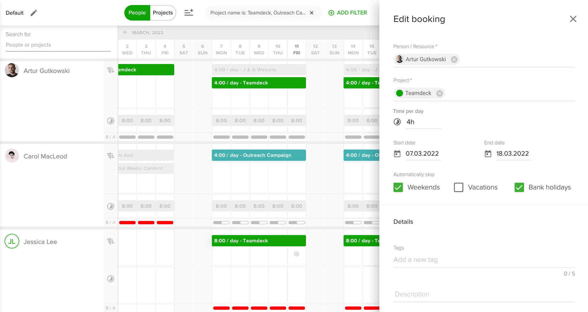 teamdeck schedule