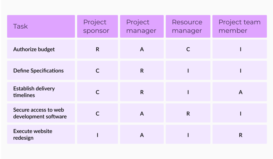 Project Roles And Responsibilities Matrix