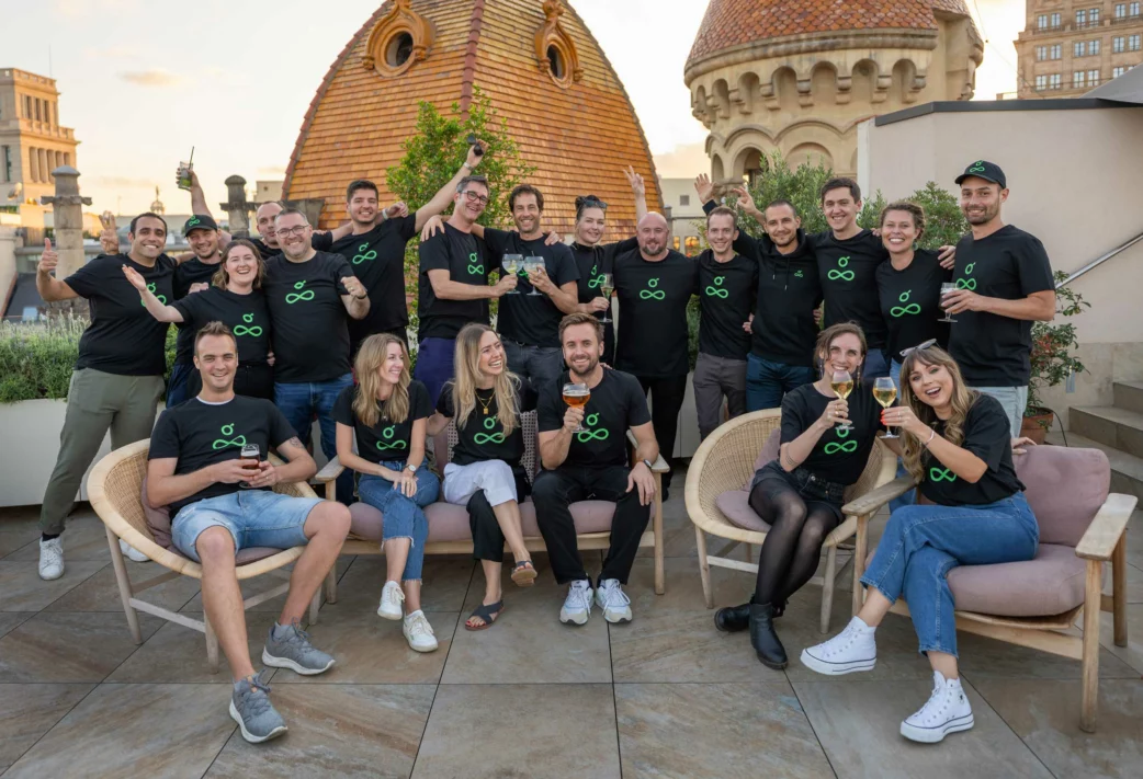 The entire Resource Guru team on the rooftop.