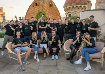 The entire Resource Guru team on the rooftop.