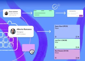 Various components displaying the concept of resource management time tracking