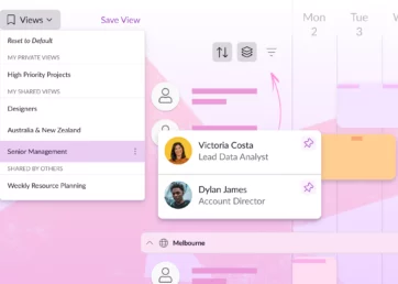 Save custom views and pin people and resources in the Schedule