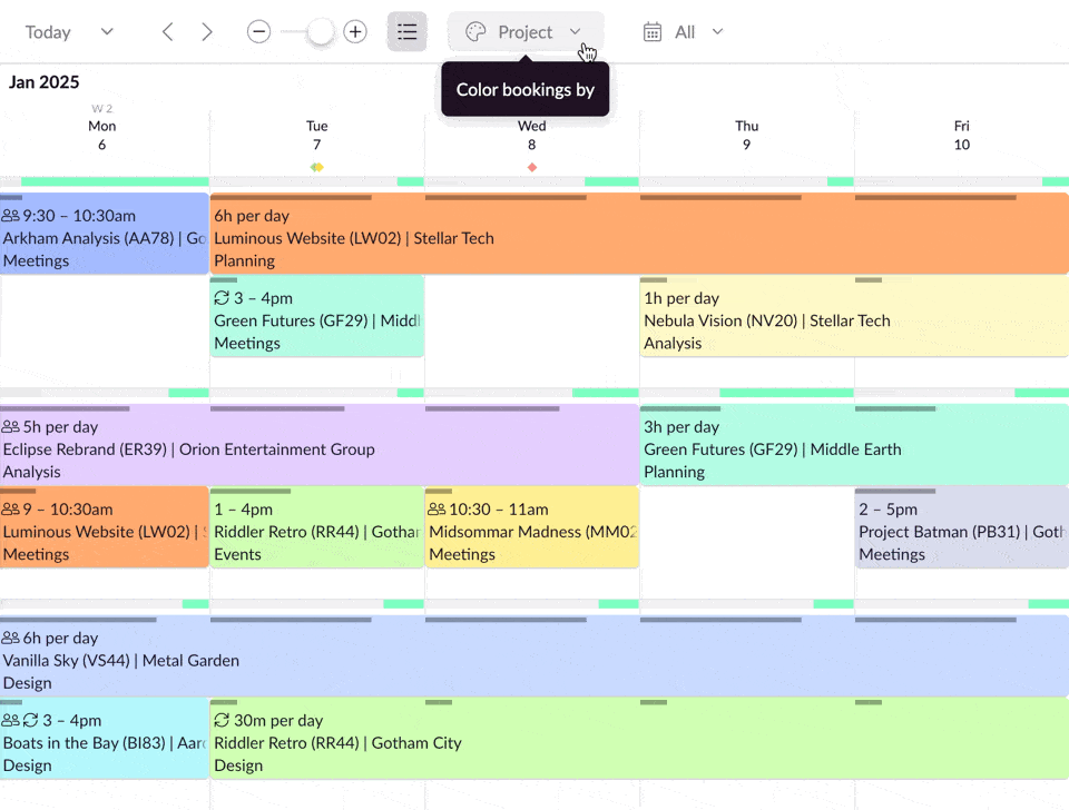 Color your Schedule by activity type