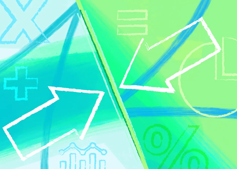 Agency margins illustration showing two arrows approaching each other at a diagonal line.