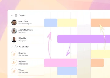 Moving work to and from resource placeholders in the Resource Guru schedule