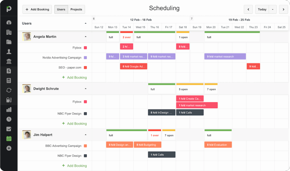 Paymo schedule screenshot.