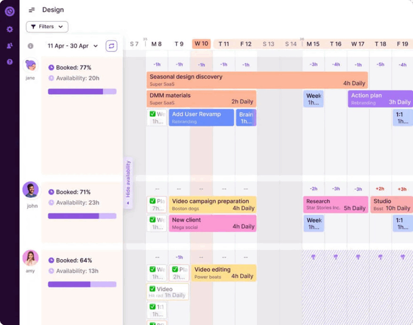 Toggl Plan schedule screenshot.