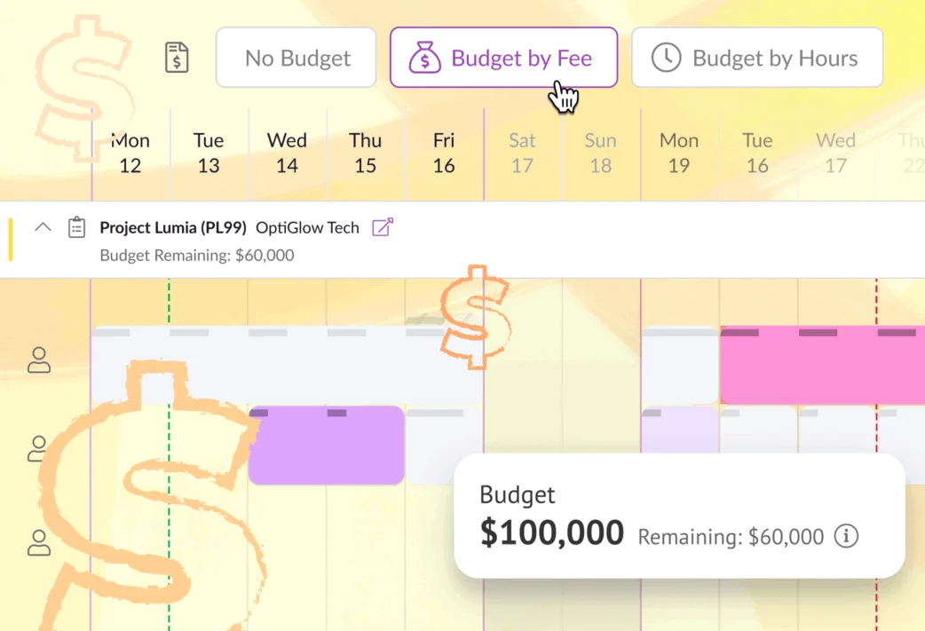 Project budgets on Resource Guru illustration.