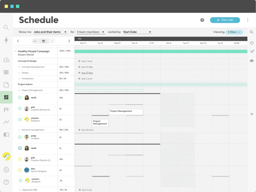 Streamtime schedule screenshot.