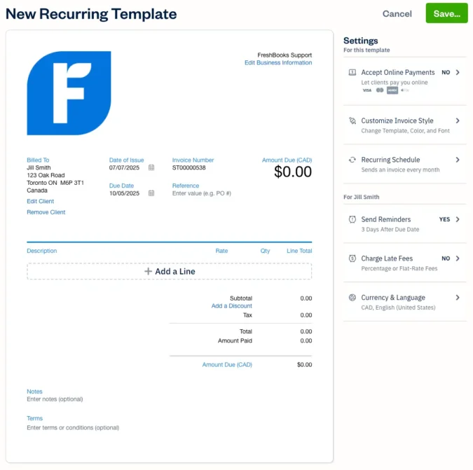 FreshBooks agency software