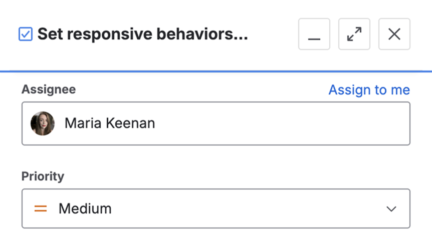 Example of setting an assignee in Jira.