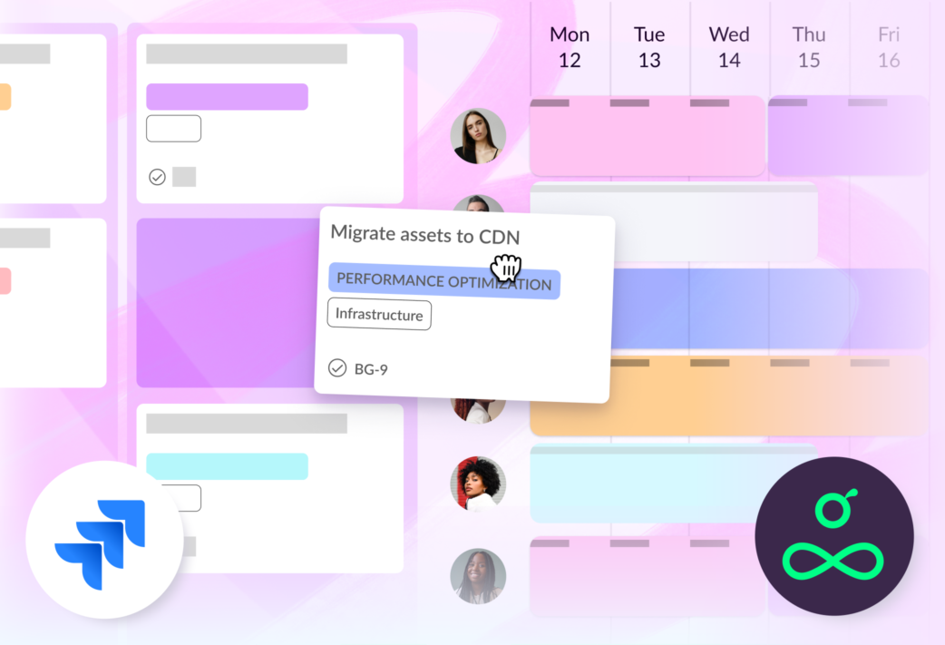 Dragging and dropping a Jira issue into the Resource Guru schedule.