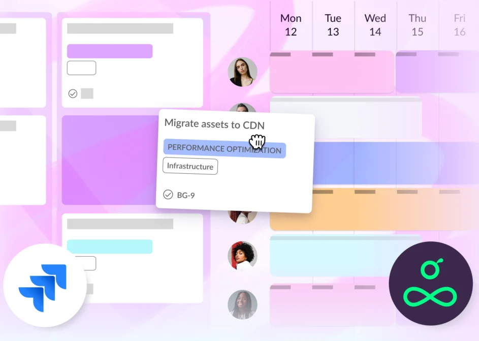 Dragging and dropping a Jira issue into the Resource Guru schedule.