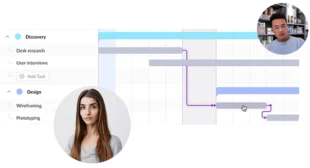 Resource Guru Gantt chart with team avatars decorating it.