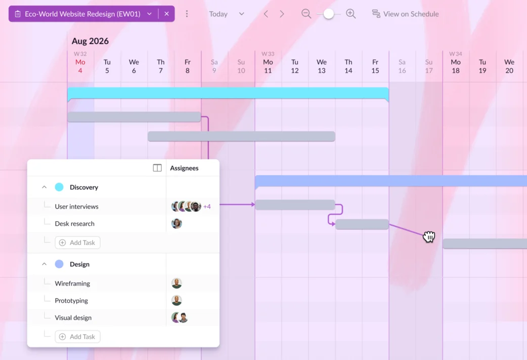 Gantt charts in Resource Guru.