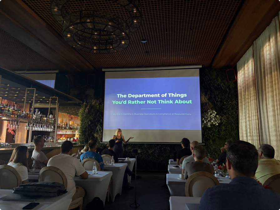 A presentation slide that reads "The department of things you'd rather not think about."