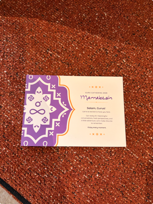 Welcome card included in 2026 Guru Gathering swag bags.