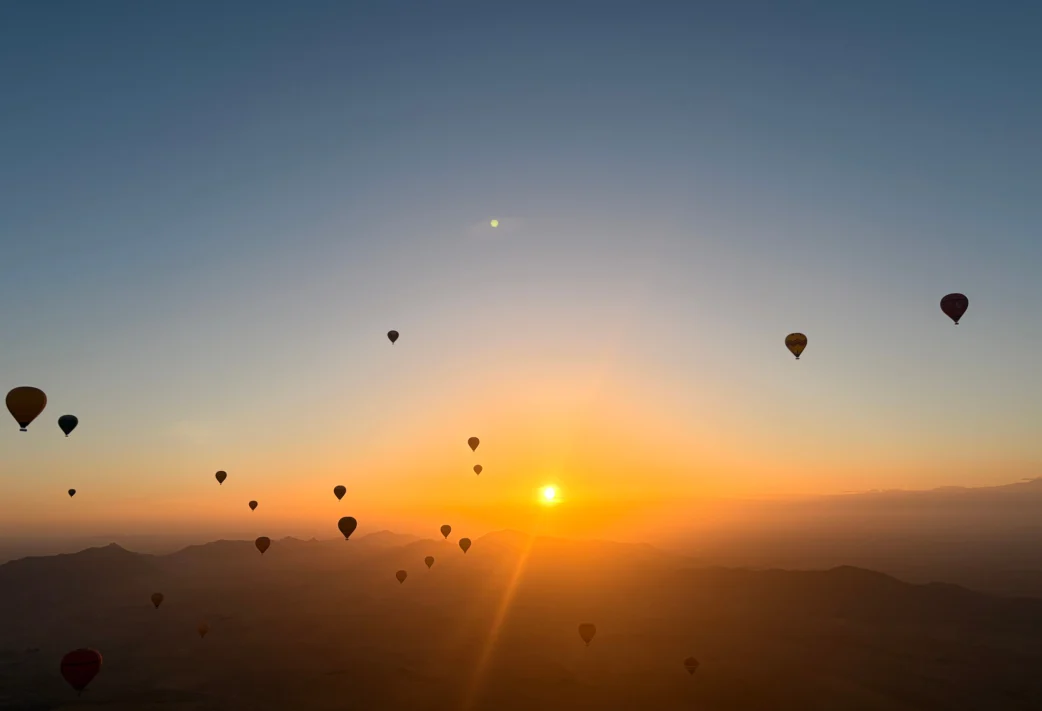 Moroccan sunrise shot from a hot air balloon.