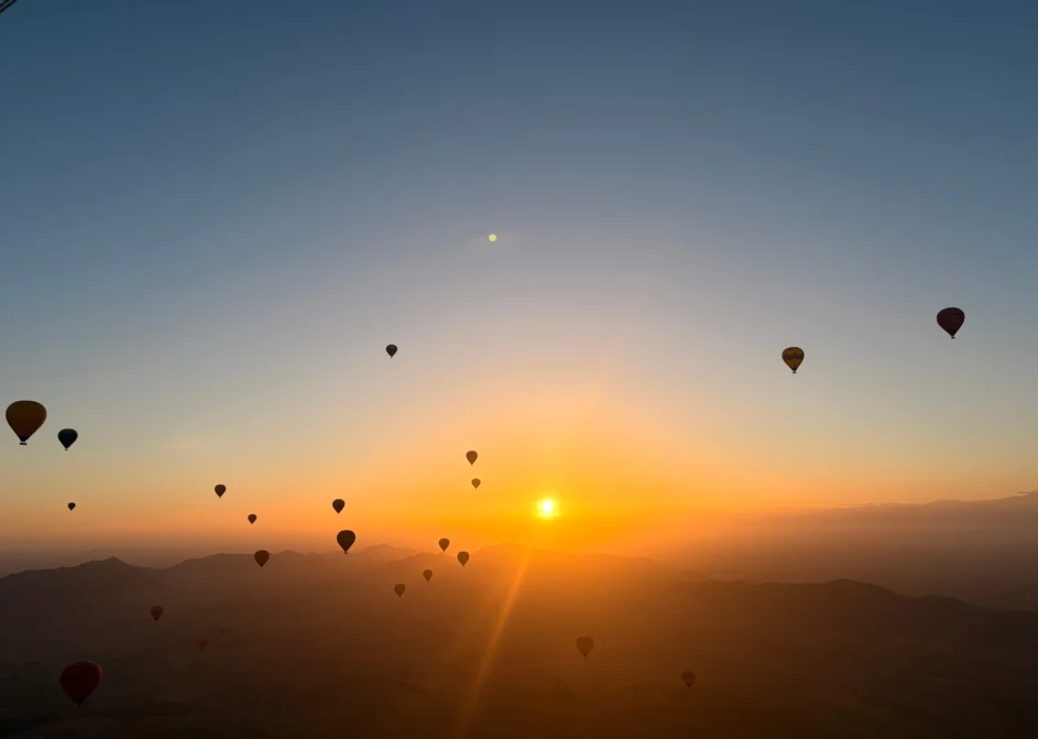 Moroccan sunrise shot from a hot air balloon.