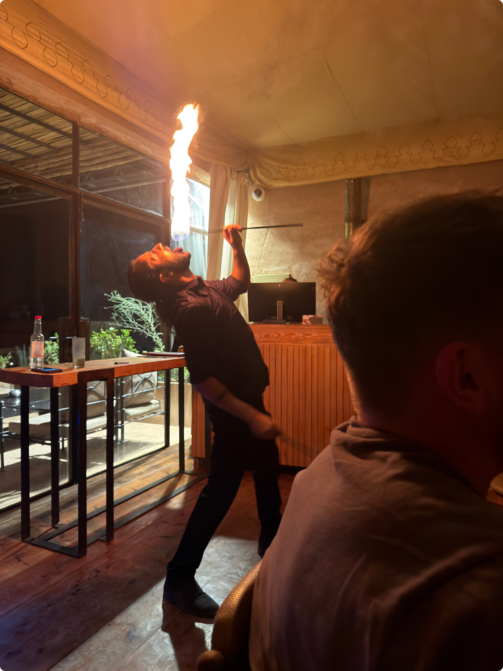 Man eating fire.